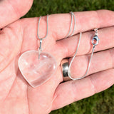 CHARGED Amplifier Clear Quartz Crystal Heart Perfect Pendant + 20" Chain