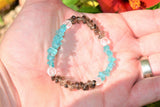 CHARGED Blue Apatite & Smokey Quartz Crystal Stretchy Bracelet w Quartz REIKI