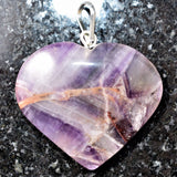 Himalayan Amethyst Crystal Heart Pendant + 20" Silver Chain