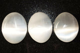 [1] LG 3" SELENITE POCKET PALM WORRY STONE Healing Crystal Reiki