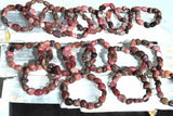 CHARGED 6" Rhodonite Crystal Bracelet Tumble Polished Stretchy Healing Energy