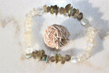 CHARGED Moonstone Labradorite Crystal Stretchy Bracelet w / Quartz REIKI Energy!