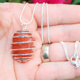 Brazilian Carnelian Agate Crystal Perfect Pendant 20" Silver Chain EMPOWER!