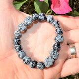 CHARGED Snowflake Obsidian Crystal Bracelet Tumble Polished Stretchy REIKI WOW!