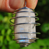 Rainbow Moonstone Crystal Perfect Pendant + 20" Silver Chain NEW BEGINNINGS