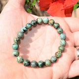 Premium CHARGED Natural African Turquoise Crystal 8mm Bead Bracelet Stretchy