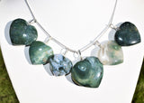 CHARGED Moss Agate Crystal Heart Perfect Pendant + 20" Chain