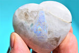 [1] Himalayan Rainbow Moonstone Crystal Puffy Heart / Palm Stone Healing Reiki