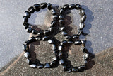 CHARGED Black Obsidian Crystal Bracelet Tumble Polished Stretchy ENERGY REIKI