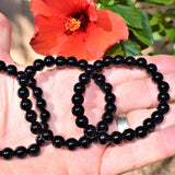 Premium CHARGED Black Onyx Crystal 8mm Bead Bracelet Stretchy ENERGY REIKI