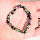 Premium Natural Ruby Zoisite Crystal Chip Stretchy Bracelet - Selenite Charged