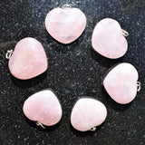 CHARGED Himalayan Rose Quartz Crystal HEART Pendant + 20" Silver Chain