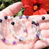 Premium CHARGED Rainbow Fluorite Crystal 8mm Bead Bracelet Stretchy ENERGY REIKI