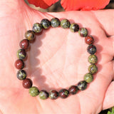 CHARGED Dragon's Blood Jasper 8mm Bead Bracelet Tumble Polished Stretchy REIKI