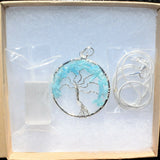 CHARGED Natural Blue Apatite Tree of Life Perfect Pendant 20" Silver Chain