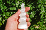 [4 PCS] 4.0" Spiral Towers of Peace Selenite Crystals Protection: ZENERGY GEMS