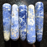 Charged Sodalite Round 4" Wand Reflexology Massage Crystal Healing 80g-120g