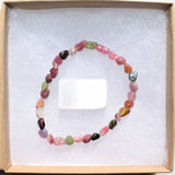 Premium CHARGED Natural Rainbow Tourmaline Crystal Bracelet Stretchy REIKI