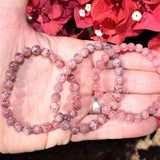 [1] Premium CHARGED Natural Strawberry Quartz Crystal Stretchy 8mm Bead Bracelet