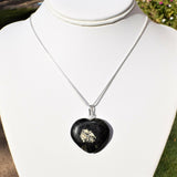 CHARGED Starburst Flash Nuummite Crystal HEART Perfect Pendant + 20" Chain