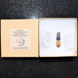 Faceted 7 Chakra Crystals Point Pendant + 20" Silver Chain