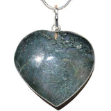 CHARGED Moss Agate Crystal Heart Perfect Pendant + 20" Chain