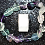 CHARGED Rainbow Fluorite Crystal Bracelet Tumble Polished Stretchy REIKI v2