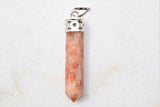 Faceted Himalayan Sunstone Crystal Point Pendant + 20" Silver Chain REIKI