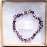 Premium CHARGED Charoite Crystal Chip Bead Bracelet Stretchy ENERGY REIKI