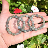 CHARGED 6" Labradorite Crystal Bracelet Tumble Polished Stretchy ENERGY REIKI