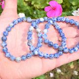 CHARGED Premium Sodalite Crystal Bead Bracelet Stretchy Healing Energy REIKI