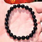 Premium CHARGED Black Tourmaline Crystal 8mm Bead Bracelet Stretchy ENERGY REIKI