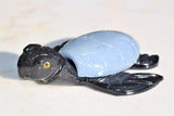 XL CHARGED 4" Angelite Black Onyx Crystal Hand-Carved Turtle Peaceful Protection