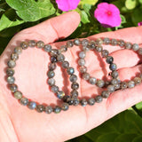 CHARGED Premium Labradorite Crystal Bead Bracelet Stretchy Healing Energy REIKI