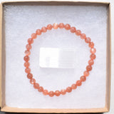 CHARGED Premium Natural Peach Moonstone 5mm-7mm Bead Stretchy Bracelet REIKI