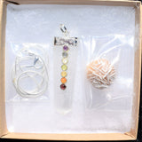 CHARGED 7 Chakra Selenite Crystal Perfect Pendant + 20" Chain WOW!