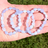 CHARGED Natural Blue Lace Agate Crystal Nugget Bead Bracelet Stretchy REIKI