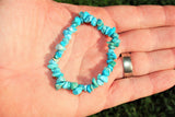 Premium CHARGED Arizona Turquoise Crystal Chip Stretchy Bracelet REIKI Energy!