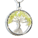 CHARGED Peridot Tree of Life Perfect Pendant REIKI 20" Silver Chain