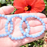 Premium CHARGED Angelite Crystal 8mm Bead Bracelet Stretchy ENERGY REIKI