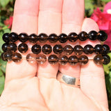 Premium CHARGED Smokey Quartz Crystal 8mm Bead Bracelet Stretchy EMF PROTECTION