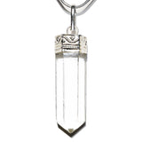 CHARGED Faceted Amplifier Clear Quartz Crystal Perfect Pendant + 20" Chain