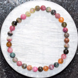 Premium CHARGED Rainbow Tourmaline Crystal 5mm Bead Bracelet Stretchy ENERGY