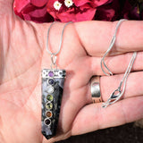 CHARGED 7 Chakra Mystic Indigo Gabbro Crystal Perfect Pendant + 20" Chain