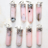 CHARGED Faceted Himalayan Pink Opal Crystal Perfect Pendant + 20" Chain