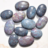 Charged 2.5" Blue Kyanite / Ruby Crystal Palm / Worry Stone Healing Energy ~100g