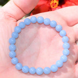 Premium CHARGED Angelite Crystal 8mm Bead Bracelet Stretchy ENERGY REIKI