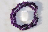 CHARGED Dark Premium Amethyst Crystal Chip 18" Necklace REIKI WOW!!!