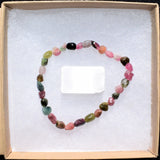 Premium CHARGED Natural Rainbow Tourmaline Crystal Bracelet Stretchy REIKI