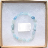 Premium CHARGED Natural Aquamarine Crystal Bracelet Stretchy ENERGY REIKI